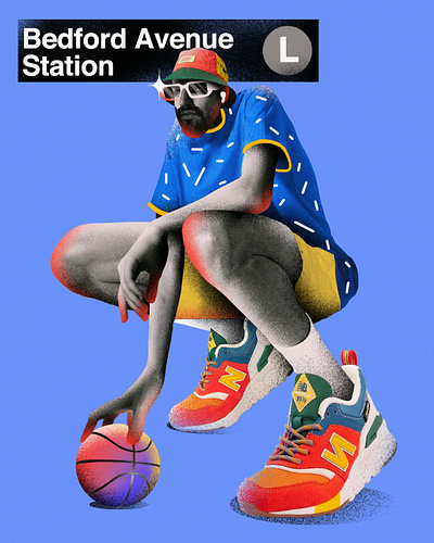 NYC #2 basketball branding campaign character collage collageart design fashion graphicdesign illustration mixedmedia newyork nyc shoes