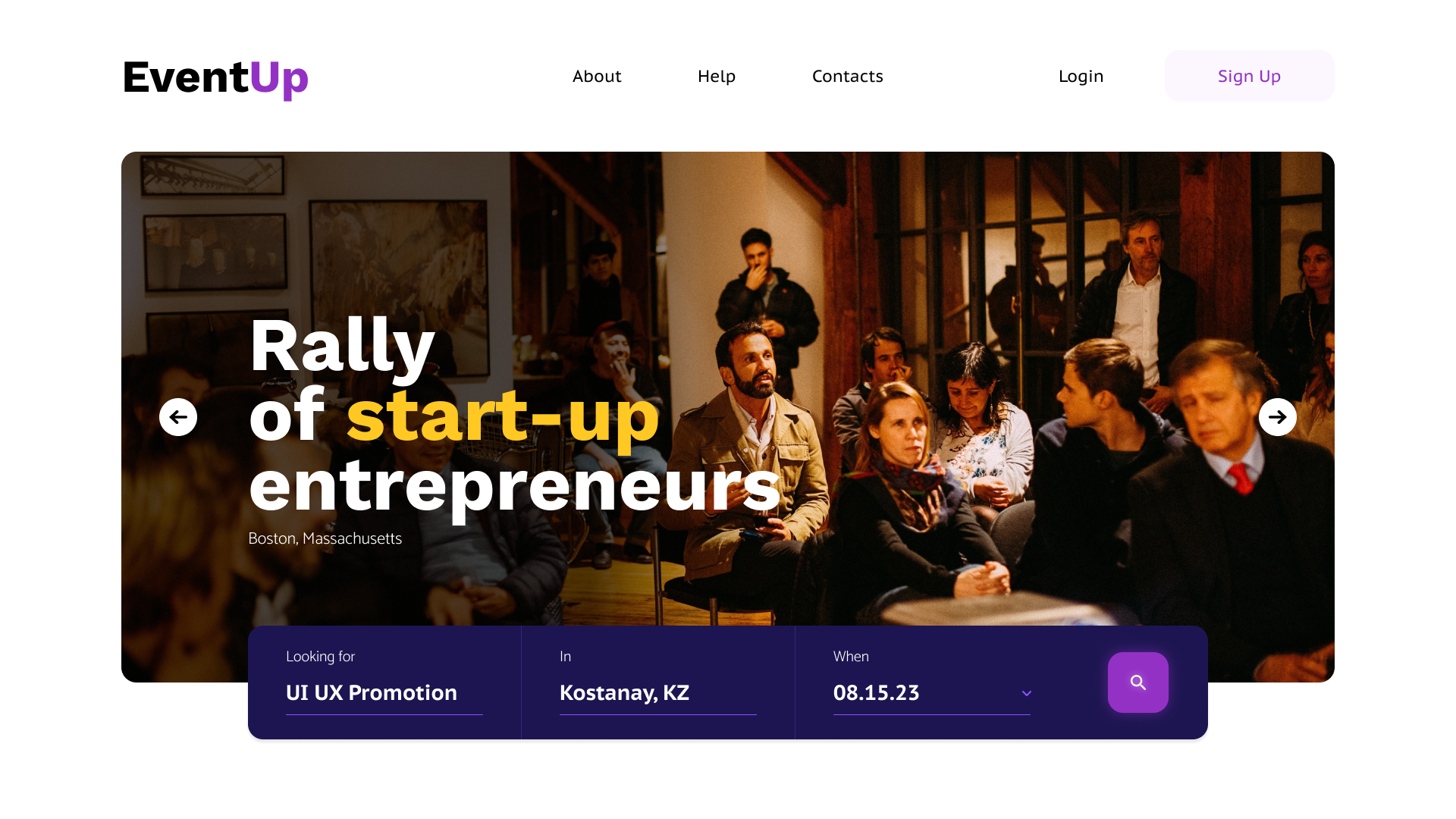 Service for organizing events | EventUp design event figma ui ux webdesign world