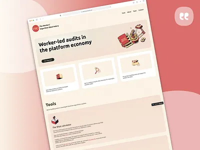 Worker's Algorithm Observatory – Q4 2023 illustration landing page logo ui
