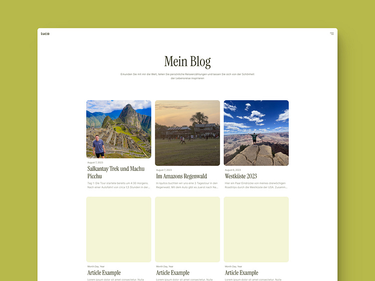 Personal travel blog website design by George on Dribbble