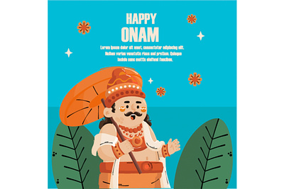 Hand Drawn Onam Celebration celebration festival flower hindu illustration india kerala mahabali onam pookalam traditional vector