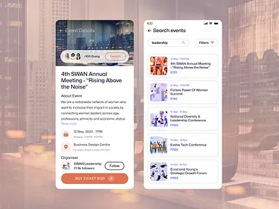 Events app booking event events ui