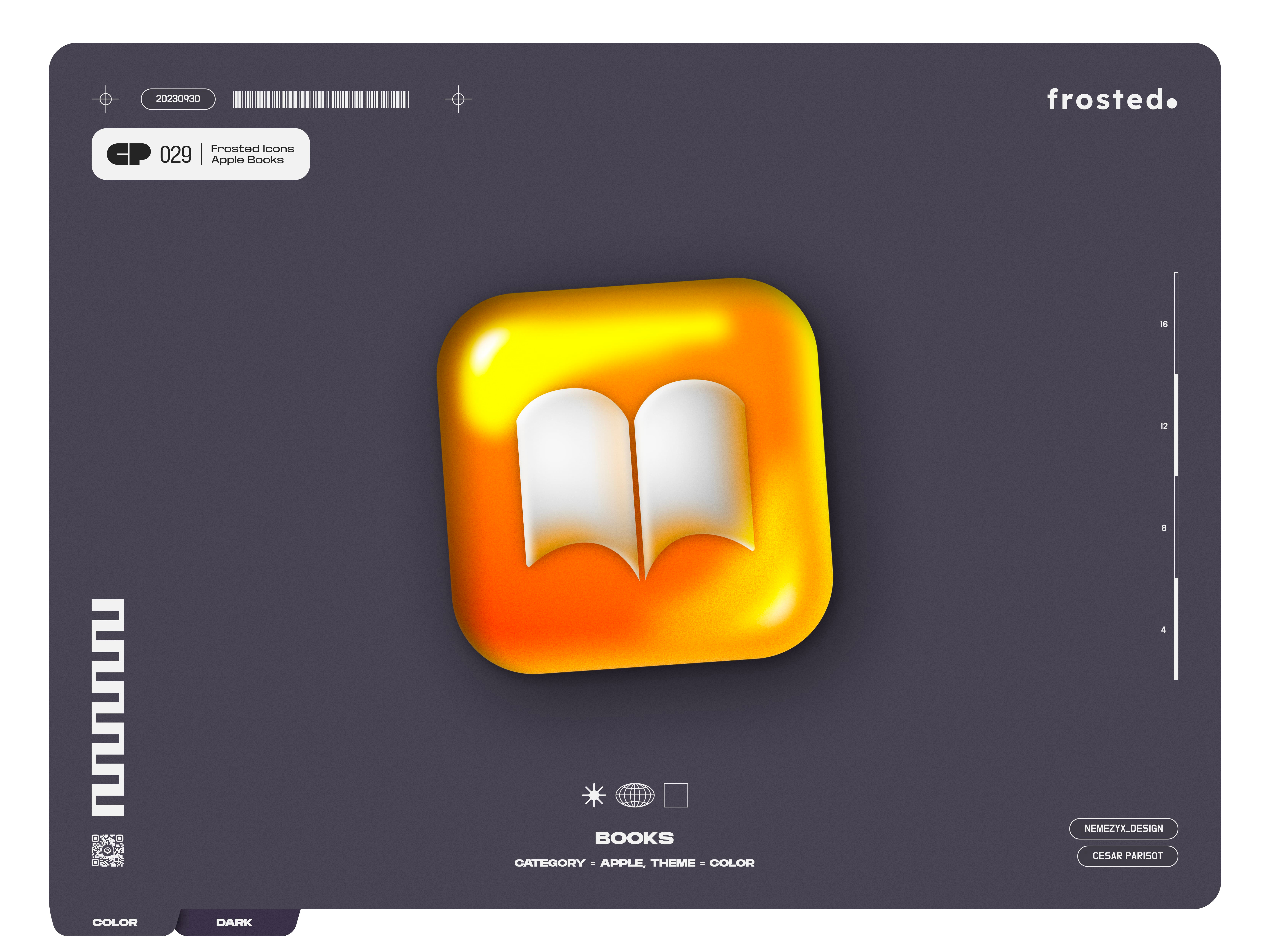 Frosted. Icons - 029 - Books android app apple design everyday frosted icon glassmorphism graphic design icon icon pack icon set ios macos neumorphism