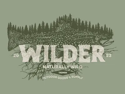 Outdoor Brand Design brand camping fish fishing forest green illustration nature outdoor outside trees vintage wild