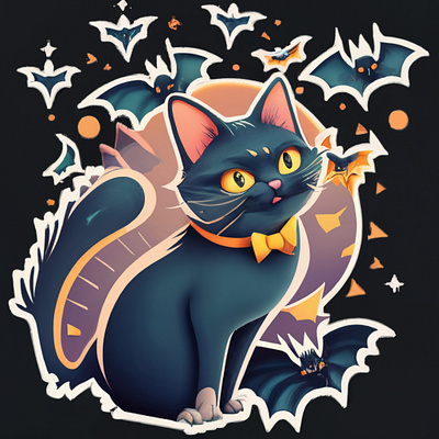 Black Cat Sticker black cat cat graphic design halloween sticker