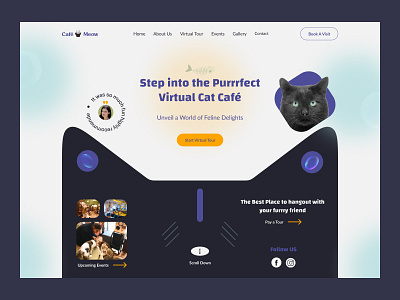 Cat Cafe Landing page cafe cat cat landing page catcafe catcondo catlover cats catshow coffee coffeecat design hero onlinecathouse ui ux virtual cat coffee web webdesign