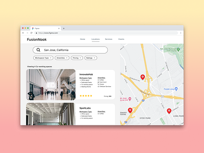 Co-Working Space co working space design figma ui ux web weeklydesignchallenge