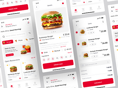 Restauarant Food Delivery Mobile App - Foodly application burger creative delivery app delivery app design design discover food food delivery food delivery app mobile mobile app mobile app design popular restaurant restaurant app ui ux