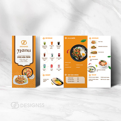 Thai Bi-fold Togo Menu bi fold menu brochure menu graphic design thai restaurant menu