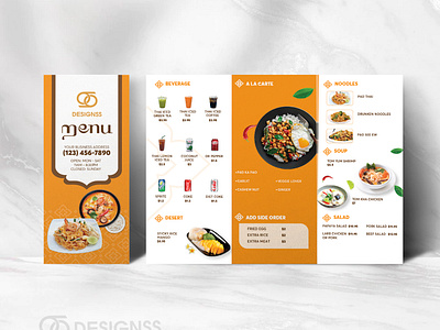 Thai Bi-fold Togo Menu bi fold menu brochure menu graphic design thai restaurant menu