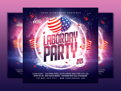 Labor Day Flyer 4th of july america club club flyer dj night facebook reel flyer design flyer template holiday instagram labor labor day labor day flyer labor day party labor day week labor day weekend memorial day print social media post usa
