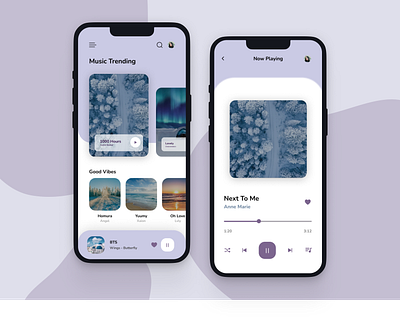 Lavender Music App app fun ios mobile mobile app music play purple ui ux