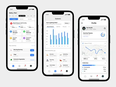 Wicare - Health Tracker App activity app cardio cycling gym health health app health care health tracker mobile running sport tracker ui walking workout