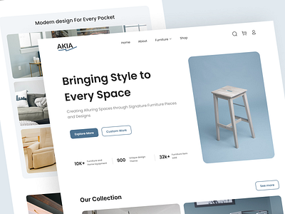 AKIA Furniture Landing page clean design furnitur furniture landingpage style ui uiux webdesign