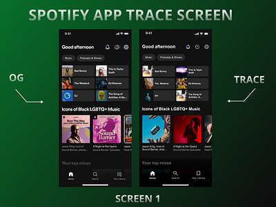 SPOTIFY IOS APP TRACE SCREEN branding design inspiration ios mobile app music practice recreate screen spotify trace ui ui design ui ux ui ux design ux design