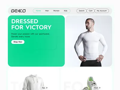 Gekko - Landing Page app interaction appdesign best sports gear websites bundlebranding clothing branding gekko landing page homepage ladning page mobile ios app product redesign sports branding sports clothing website sportsware login sportswear sportswear online shop startup webdesign website