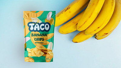 Banana Chips Label Packaging Design banana brand identity branding chips design food packaging graphic design illustration label design logo packaging design product design retail packaging design