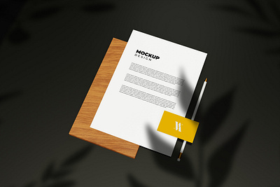 A4 document and business card mockup realistic