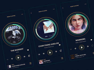 Daily UI #009 - League of Legends Music Player dailyui kda league of legends lol mobile music music player riot riot games ui