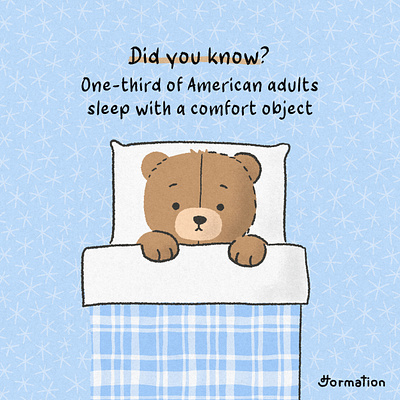 Adults sleep with a comfort object blanket cartoon digital art digital illustration drawing fun fact illustration pillow procreate sleep teddy bear