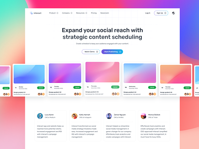 Product Hero Section — Interact App creation design gradient graphic design hero landing page marketing social media ui ui design ux web design website design