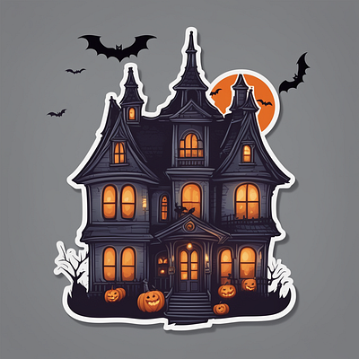 Haunted House Sticker graphic design