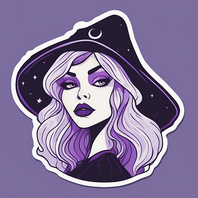 Beautiful Purple Witch Sticker graphic design