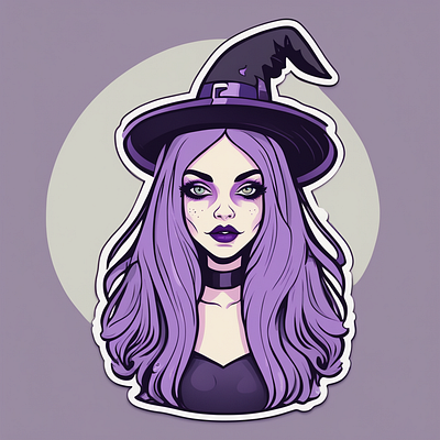 Beautiful Purple Witch 3 Sticker graphic design