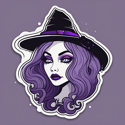 Beautiful Purple Witch 4 Sticker graphic design