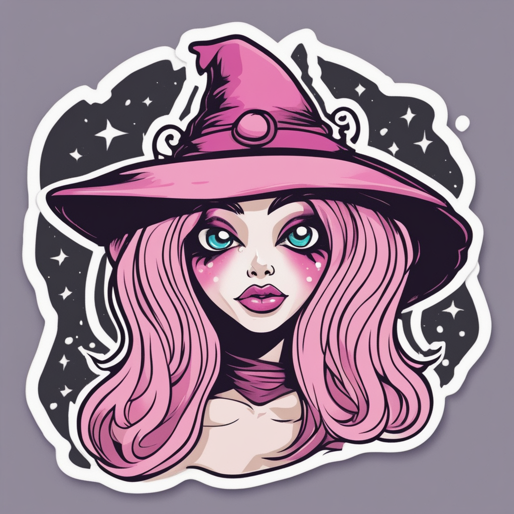 Pretty Pink Witch Sticker by Puppy's Aesthetics on Dribbble