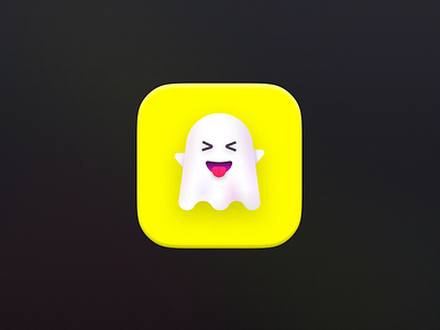 Snapchat - App Icon redesign #3 - 3d ghost Large version app branding design ghost graphic design illustration logo typography ui ux vector