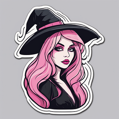 Pretty Pink Witch 3 Sticker graphic design