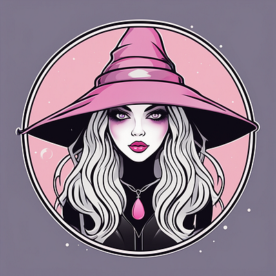 Pretty Pink Witch 4 Sticker graphic design