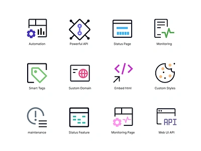 Incident Communication Software Icons WIP administration analytics animation business dashboard design finance fintech iconography illustrations maintance maintenence moitoring redesign saas sdk startup status ui web design