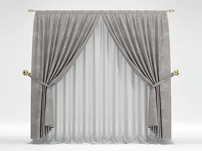 Gray Curtain with Golden Rod 3D Model 3d 3d model c4d models c4ddownload cinema 4d curtain free 3d model