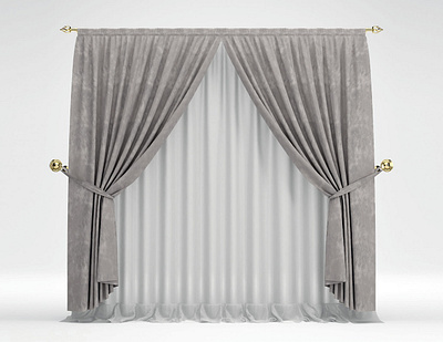 Gray Curtain with Golden Rod 3D Model 3d 3d model c4d models c4ddownload cinema 4d curtain free 3d model