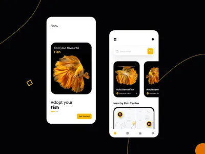 Fish App Design 3d adoption animal animation app card clean design fish icon illustration pet pet care pets popular ui ux web