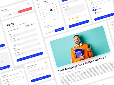 Components | Online Educational Platform calendar code comment component design design system dialog feedback forget password input language login online platform pop up sign up tech ui uidesign ux uxdesign