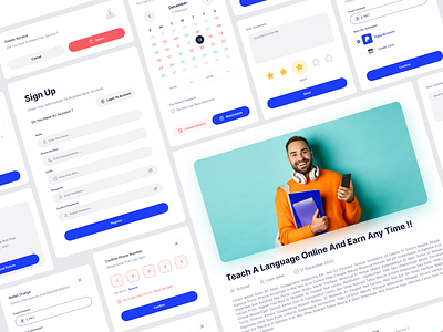 Components | Online Educational Platform calendar code comment component design design system dialog feedback forget password input language login online platform pop up sign up tech ui uidesign ux uxdesign