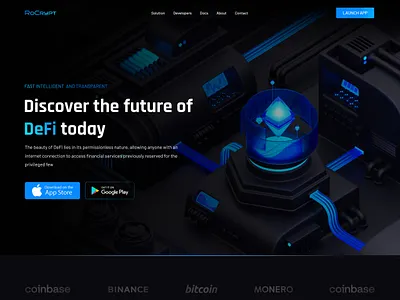 RoCrypt - DeFI Landing Page crypto dark theme defi landing page