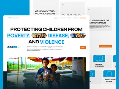 UNICEF Landing Page Design 👶 children desktop education figma landing page minimalist ngo organization passion project ui exploration unicef volunteer web design website