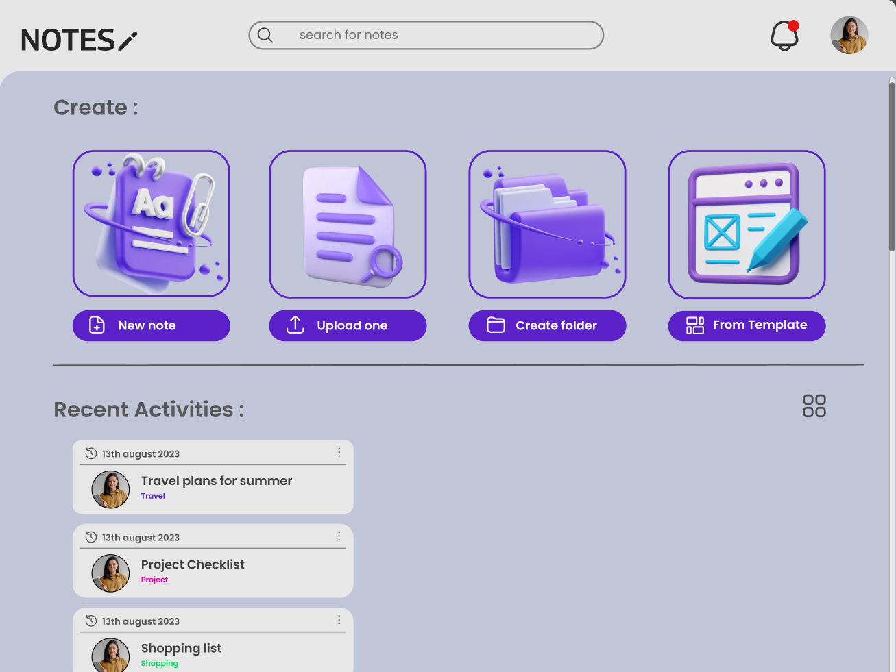 Notes app UI Design by Gunasekaran on Dribbble