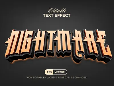 Nightmare Text Effect Curved Style bold design editable effect font font style halloween horror lettering modern style text text effect type typeface typography