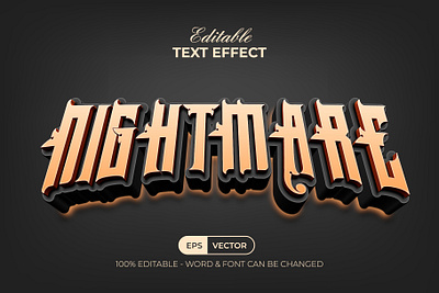 Nightmare Text Effect Curved Style bold design editable effect font font style halloween horror lettering modern style text text effect type typeface typography