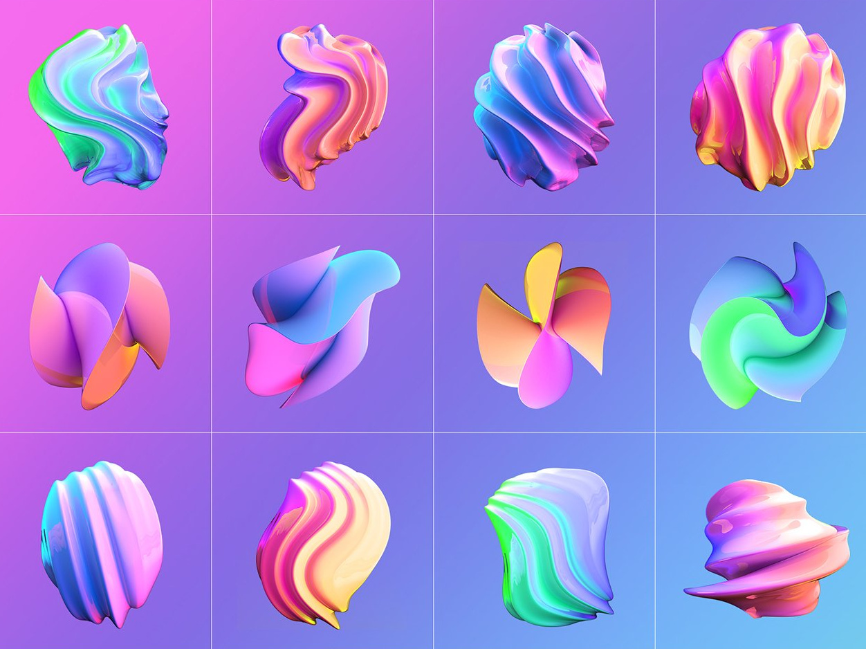 Design Assets: 3D Gradient Abstract Shapes by Designessense.com on Dribbble