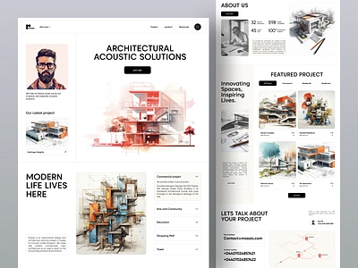 Architectural Studio Website agency landing page architect architecture architecture design color design experior design homepage interior design landing page minimal real estate sktech ui web web design webdesign website