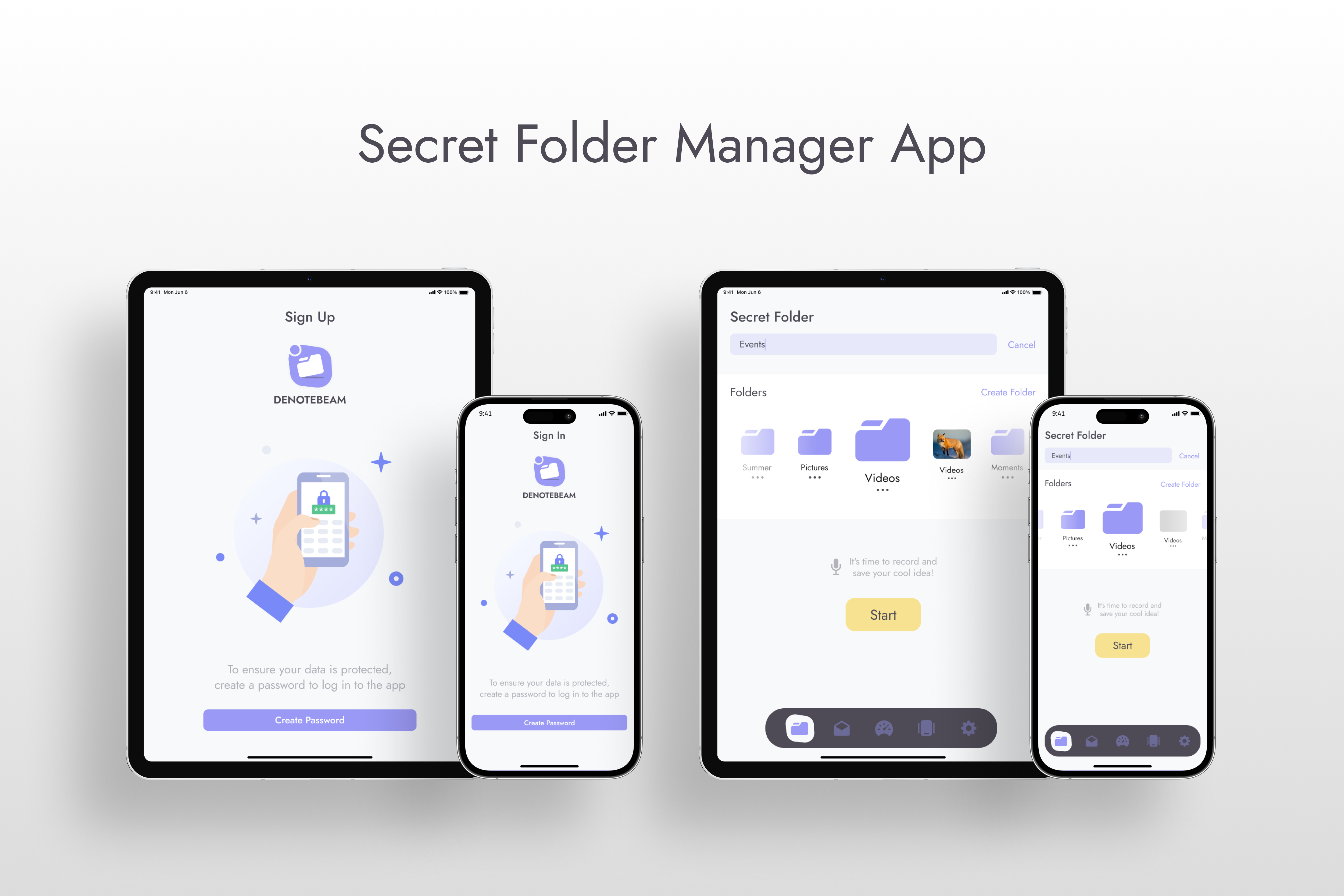 Secret Folder Manager iOS App Design animation app design figma ios app ipad mobile app mobile app design responsive design secret folder app ui uiux ux design