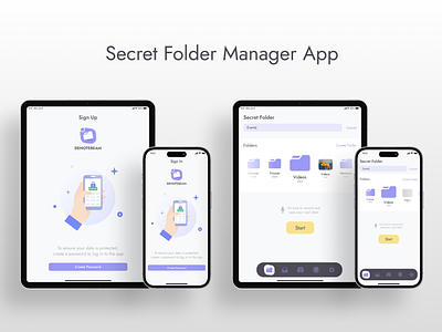Secret Folder Manager iOS App Design animation app design figma ios app ipad mobile app mobile app design responsive design secret folder app ui uiux ux design