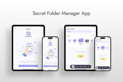 Secret Folder Manager iOS App Design animation app design figma ios app ipad mobile app mobile app design responsive design secret folder app ui uiux ux design