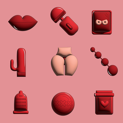A set of sex toy icons. a set of sex shop icons 3d app branding design graphic design illustration logo typography ui ux vector